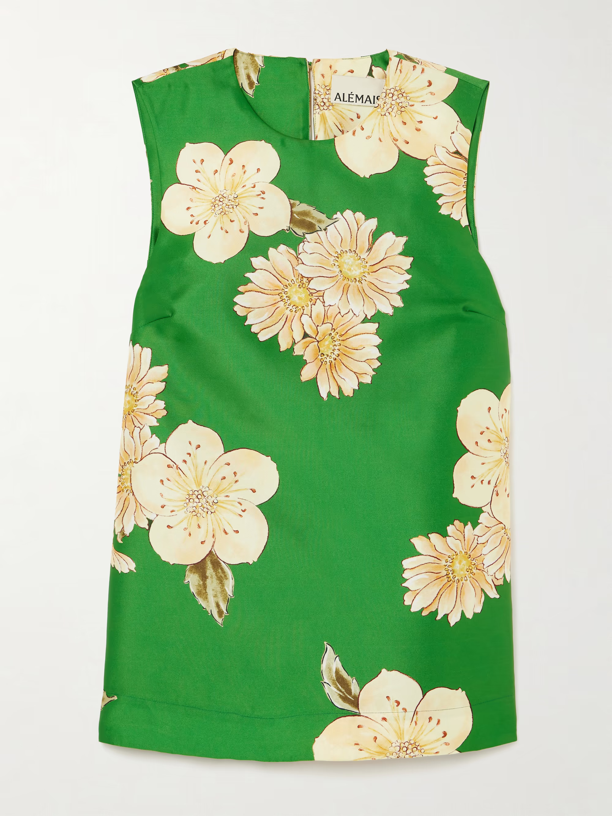 Sage printed recycled satin-twill top | NET-A-PORTER APAC