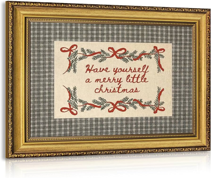 RLKHG Vintage Merry Little Christmas Quote Wall Art, Wood Framed 12x16 Inch | Amazon (US)