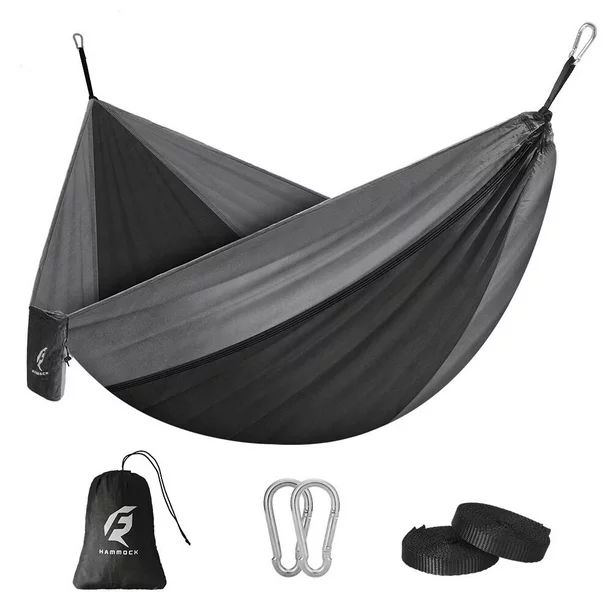 QUANFENG QF Hammock Nylon Portable Travel Camping Hammock, Black/Gray | Walmart (US)