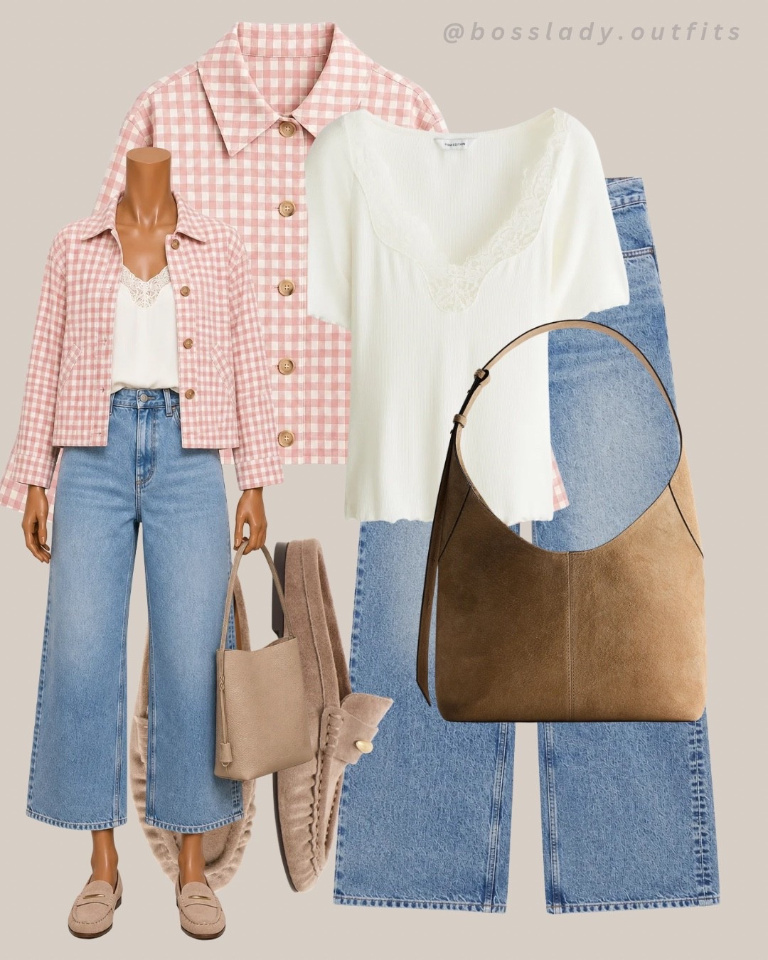 pink gingham and denim just feel like fall

Tags: fall outfit inspo, transitional fall outfit, suede loafers outfit, wide leg jeans outfit, neutral fall outfit, casual fall outfit ideas, gingham jacket outfit, fall street style

#LTKshoes #LTKstyletip #LTKbag