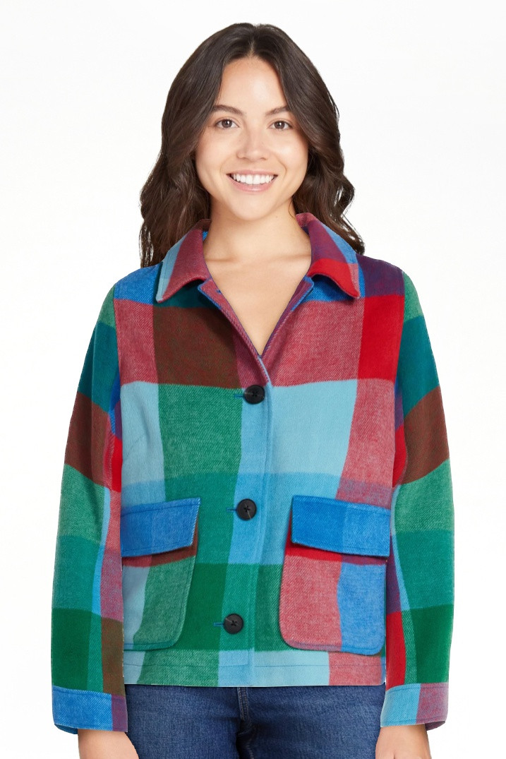 Free Assembly Women's Plaid Cropped Chore Jacket, Sizes XS-XXL | Walmart (US)