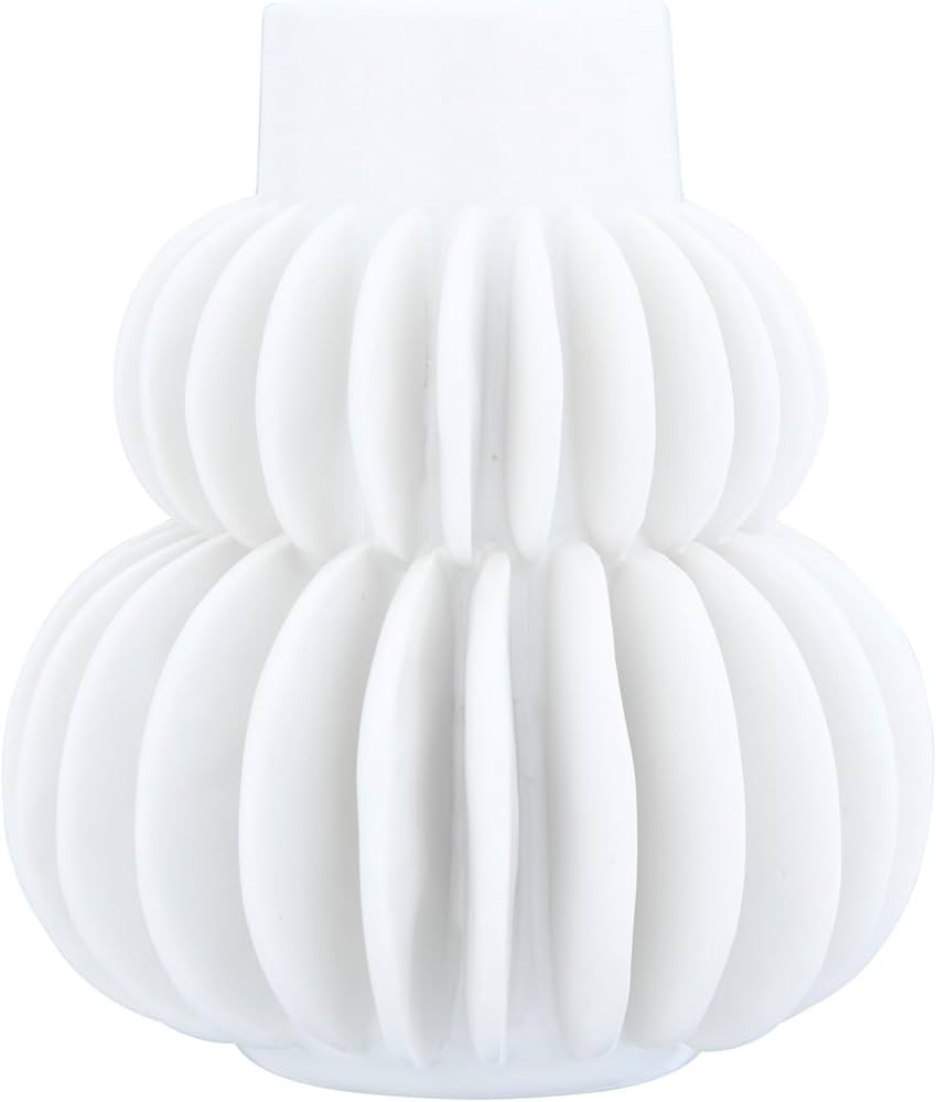 Bloomingville Handmade 5" H Stoneware Half Circle Pleated Design Vase, White | Amazon (US)