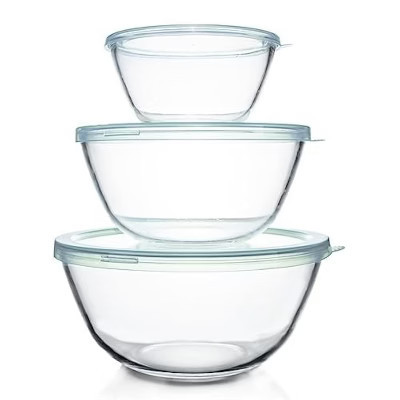 Itopfox Glass Mixing Bowls with Lids Set - Clear Nesting Bowls for Baking, Cooking, Serving, Food Prep, Dishwasher Safe Kitchen Storage | Target