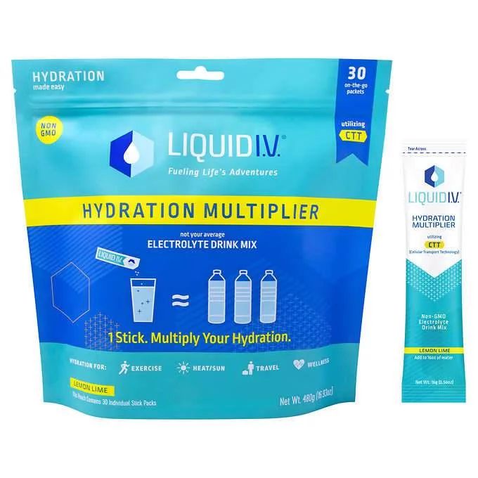 Liquid I.V. Hydration Multiplier, 30 Individual Serving Stick Packs in Resealable Pouch | Walmart (US)