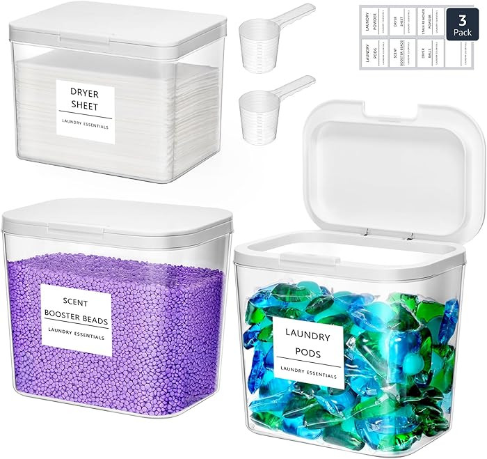 Lifewit 2+1 Laundry Pods Container & Dryer Sheet Holder, Large Powder Detergent Dispenser Storage... | Amazon (US)