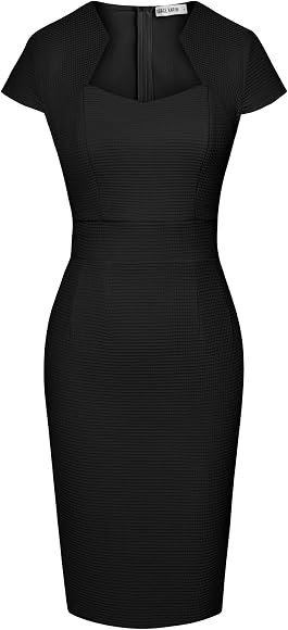 GRACE KARIN Women's Pencil Dress Cap Sleeve Waffle Business Casual Work Dress | Amazon (UK)
