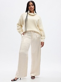 High Rise Pleated Satin Wide-Leg Trousers | Gap (US)