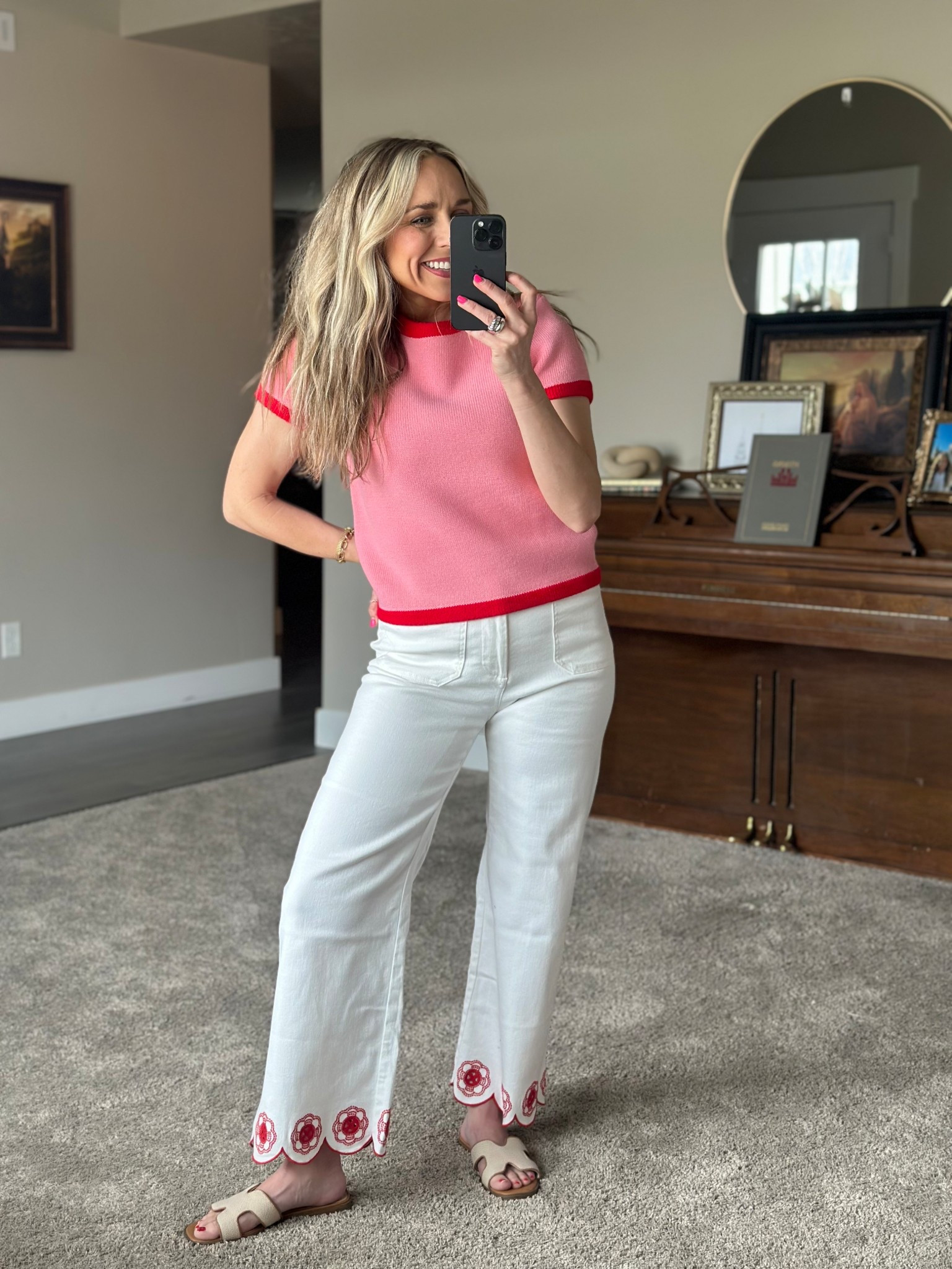 Spring outfit idea!

True to size in top and pants.  Just a heads up that the shirt is full on sweater material. 

#LTKWatchNow #LTKSeasonal #LTKStyleTip