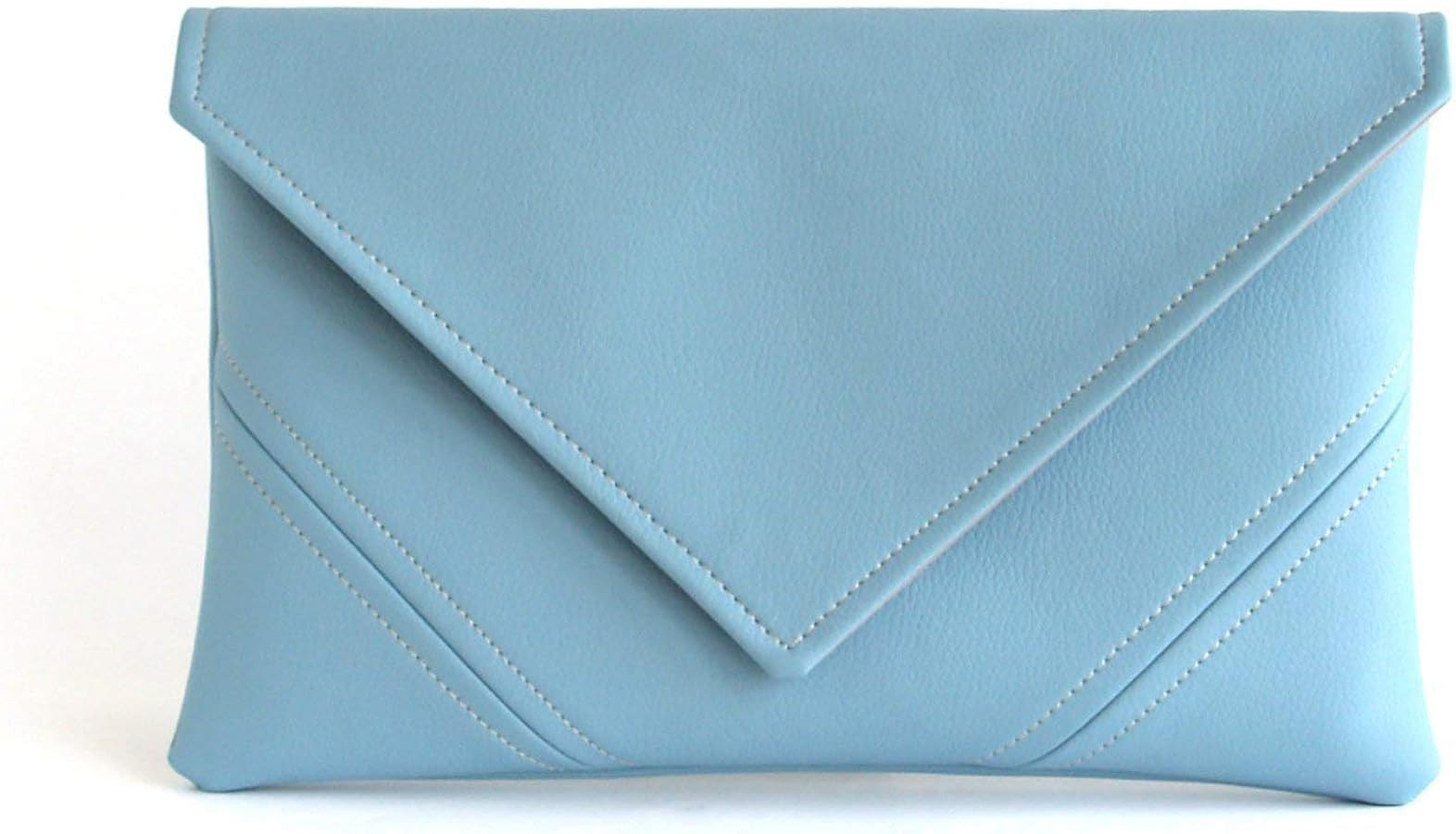 Sky Blue Clutch Handbag Handmade Vegan Leather Clutch Bag Bridesmaid Clutch Purse Gift For Her Ev... | Amazon (US)