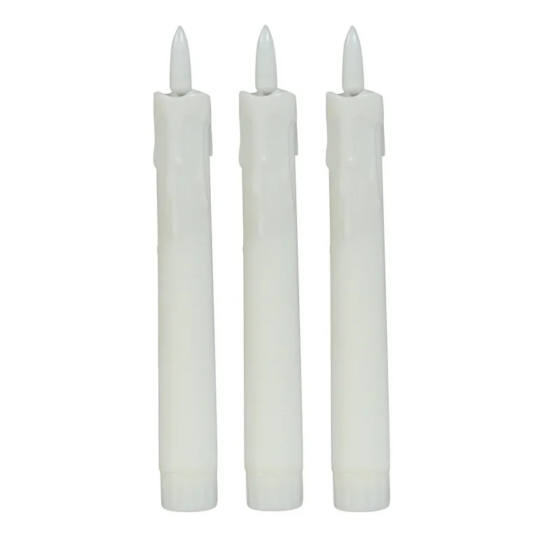 Battery-Operated LED Flickering Flameless Taper Candles, 7", 3 Count, by Holiday Time | Walmart (US)