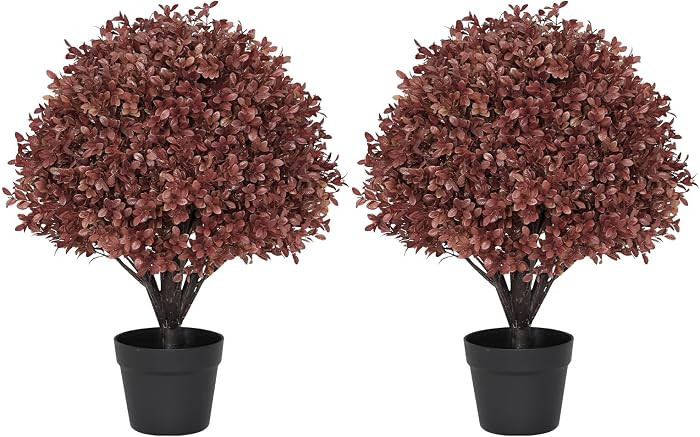24" Artificial Boxwood Ball Plants Outdoor, Fall Topiary Trees | Amazon (US)
