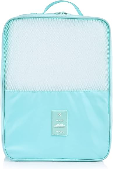 Travel Shoe Bags, Foldable Waterproof Shoe Pouches Organizer-Double Layer (Blue, Foldable-1 Bag) | Amazon (US)
