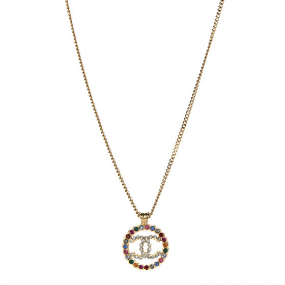 CHANEL

Crystal Over The Rainbow CC Pendant Necklace Gold Multicolor | Fashionphile