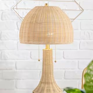 JONATHAN Y Joanie 22 in. Natural Bohemian Rustic Iron LED Table Lamp, Brass Gold JYL4040A | The Home Depot