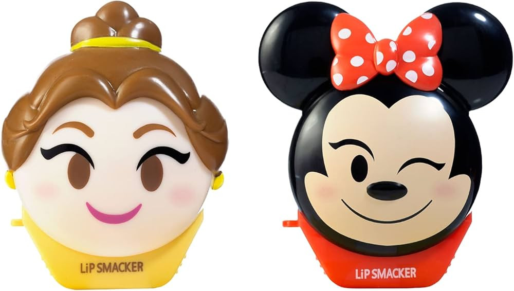 Lip Smacker Disney Minnie Mouse and Beauty And The Beast Belle Emoji Lip Balm Duo, Flavored Straw... | Amazon (US)