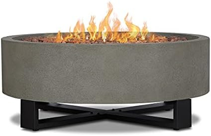 Real Flame Ideldale Round Outdoor Propane Fire Pit - Lightweight, Concrete-Like Material (MGO) - ... | Amazon (US)