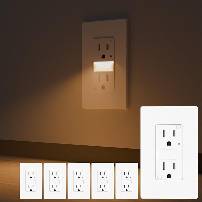 15AMP Wall Outlet with Nightlight, Dusk to Dawn, Standard Electrical Outlets, 3000K Warm LED, Tam... | Amazon (US)