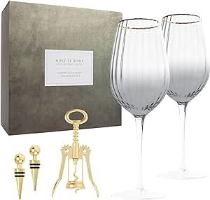 The Bamboo Abode Wine Glass Gift Set With Accessories (Grey) | Womens Christmas Gifts Ideas | Gif... | Amazon (US)