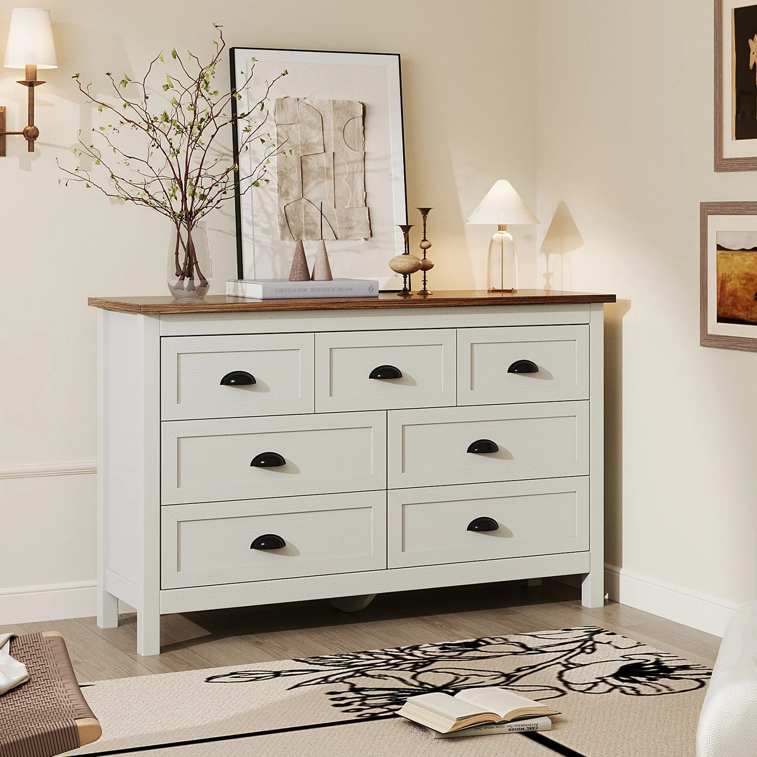 Dresser For Bedroom, Modern Dresser With 7 Drawers, Wide Chest Of Drawers With Metal Handles | Wayfair North America