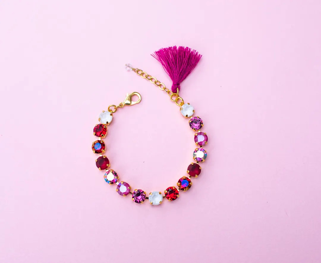 Pomegranate Punch 8mm Crystal Bracelet - Choose Setting Color and Length - Etsy Dominican Republi... | Etsy (US)