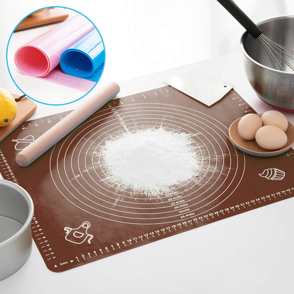 LIMNUO Silicone Baking Mat, Extra Thick Large Non Stick Pastry Mat Sheet for Dough Pie Crust Roll... | Amazon (US)