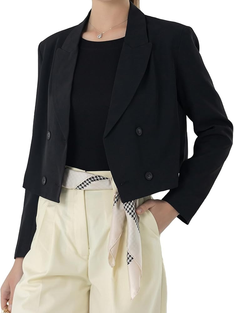 Beninos Women's Double Breasted Cropped Blazer Jackets | Amazon (US)