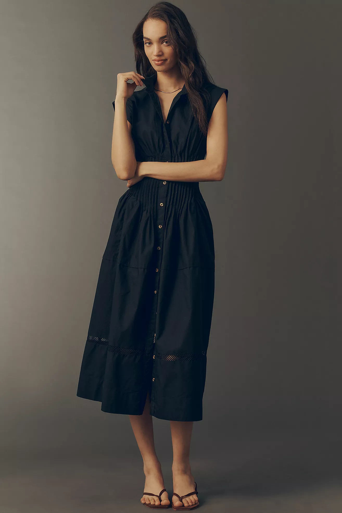 Maeve 100% Cotton Waisted Midi Shirt Dress | Anthropologie (US)