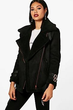 Jo Boutique Belted Aviator Jacket | Boohoo.com (US & CA)
