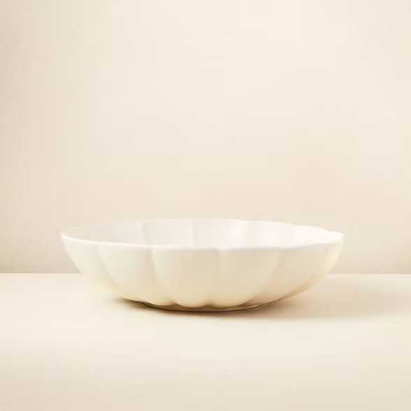 101oz Stoneware Scalloped Serving Bowl Cream - Opalhouse™ designed with Jungalow™ | Target