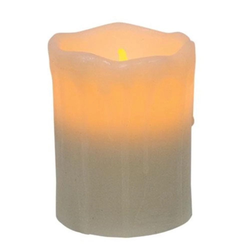 White Dripped Pillar Candle 4 inch | Shop Simon