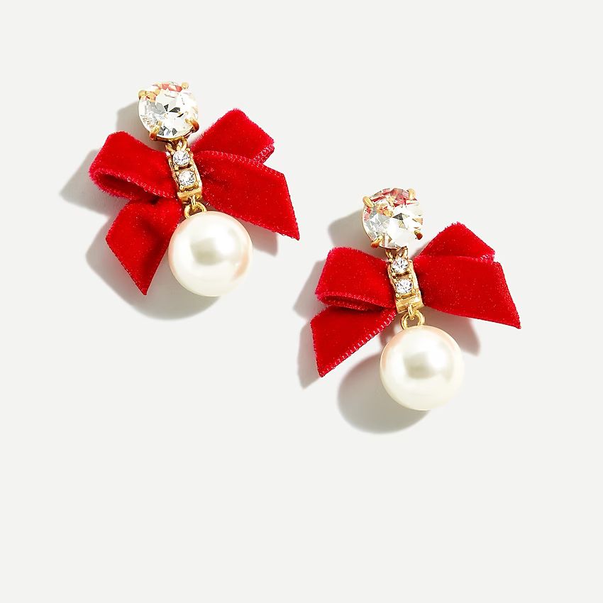 Festive bow pearl earrings | J.Crew US