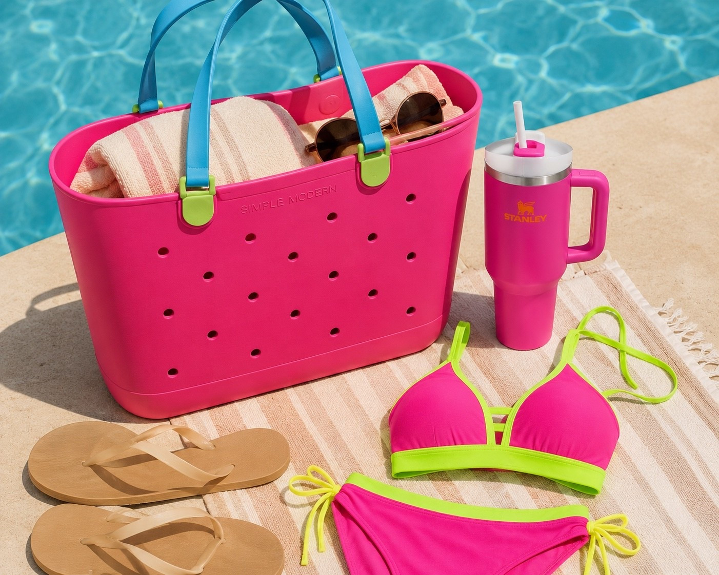 LTK Caption:

Pool days just got a whole lot cuter. 

I’m obsessed with this bright neon bikini, the fun 80s-inspired beach tote, and the matching pink tumbler. It’s the perfect combo for beach days, pool afternoons, vacations, or just soaking up the sunshine.

Everything is linked in my LTK! 

#LTK #LTKSummer #AmazonFinds #BeachEssentials #PoolDay #SummerStyle #VacationVibes #BeachBag #SwimStyle #AmazonFavorites #SummerMustHaves

#LTKSwim #LTKSaleAlert #LTKTravel