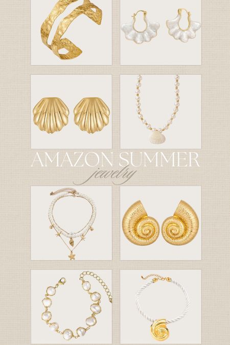 Amazon jewelry favorites for summer 🐚 

#amazon #amazonfind #jewelry #shelljewelry #shellnecklace #goldearrings #bracelet #pearlnecklace #affordablejewelry 

#LTKSeasonal #LTKTravel #LTKFindsUnder50