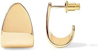 PAVOI 14K Gold Plated 925 Sterling Silver Posts Chunky Hoop Earrings | Statement Huggie Hoops for... | Amazon (US)