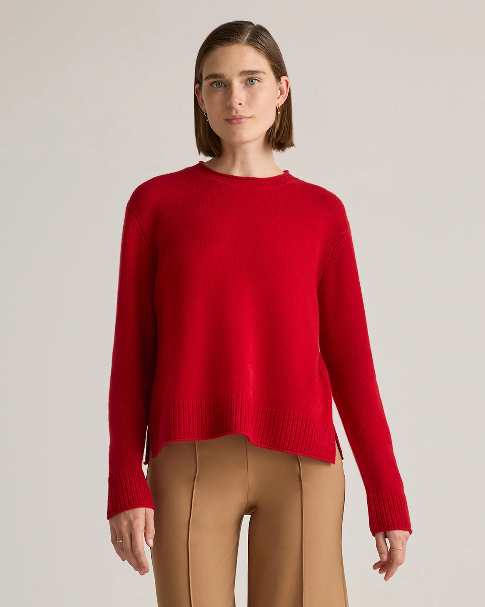Mongolian Cashmere Boxy Crewneck Sweater in Varsity Red | Quince