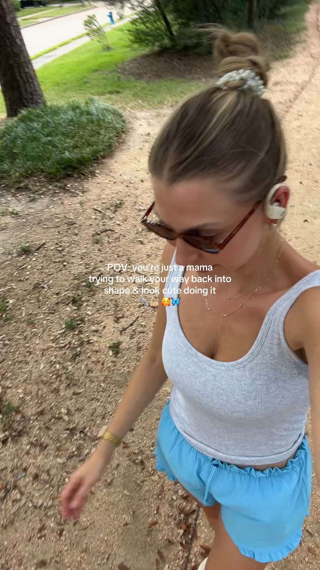 Mom walk outfit! S in bra tank and shorts!!

#LTKootd #LTKmomlife #LTKfitnessgoals
