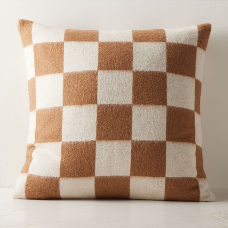 Crosby Tobacco Brown and Ivory Alpaca Throw Pillow with Down-Alternative Insert 23" | CB2 | CB2