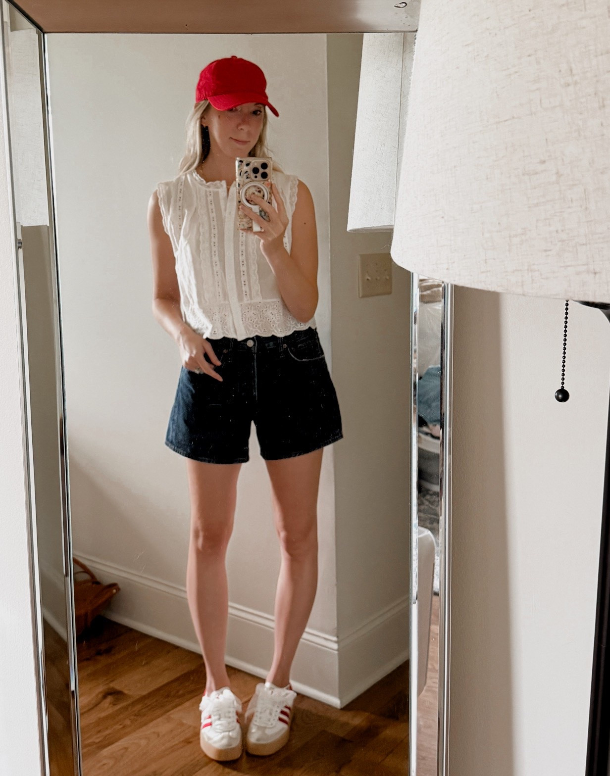 Summer baseball game mom outfit by BarbiGia. Agolde long Jean shorts on sale. Red white and blue outfits. Labor Day outfit baseball mom

#LTKgrwm #LTKmomlife #LTKootd