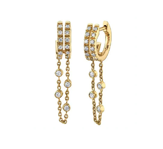Double Dangle Chain Huggie Earring | SKN Collections