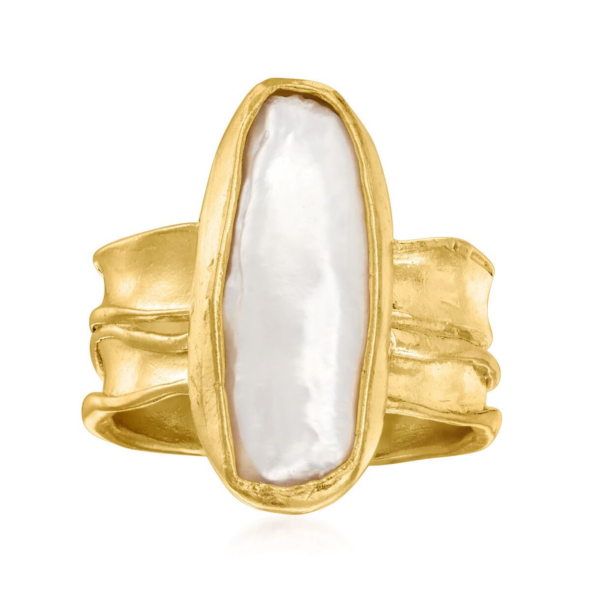 20x8mm Cultured Baroque Pearl Ring in 18kt Gold Over Sterling. Size 5 | Ross-Simons