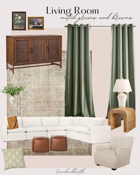 Green and brown living room ✨


Sectional, rattan side table, leather ottoman, velvet curtains, wall art, table lamp, throw, pillow

#LTKsalealert #LTKhome #LTKstyletip