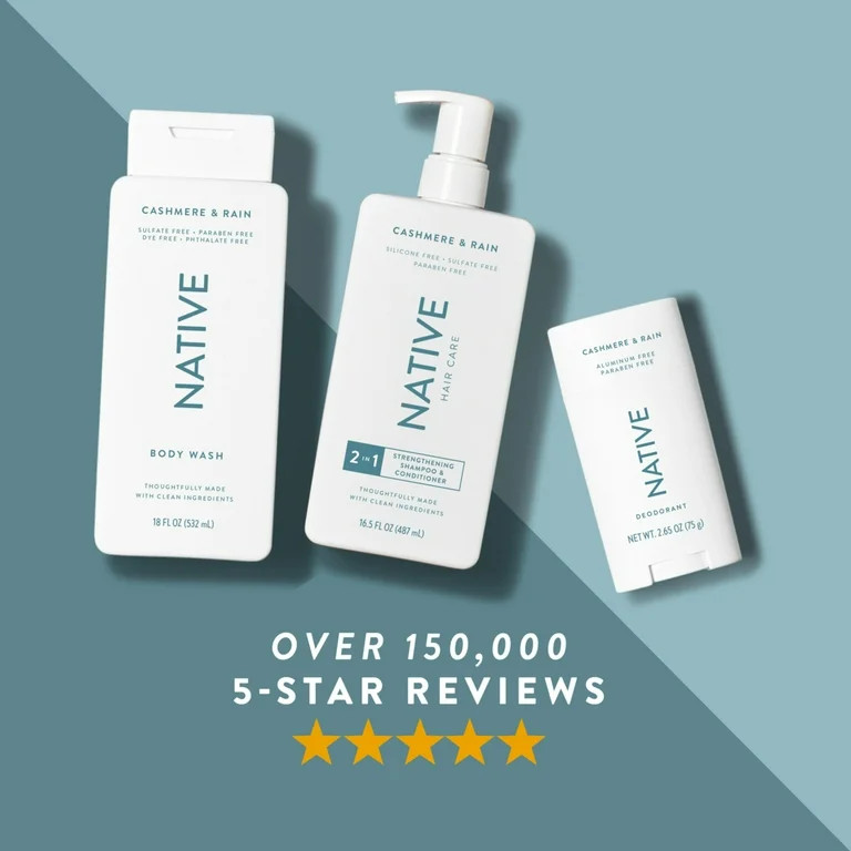 Native Deodorant, Aluminum Free, Cashmere & Rain, for Women and Men, 2.65 oz - Walmart.com | Walmart (US)