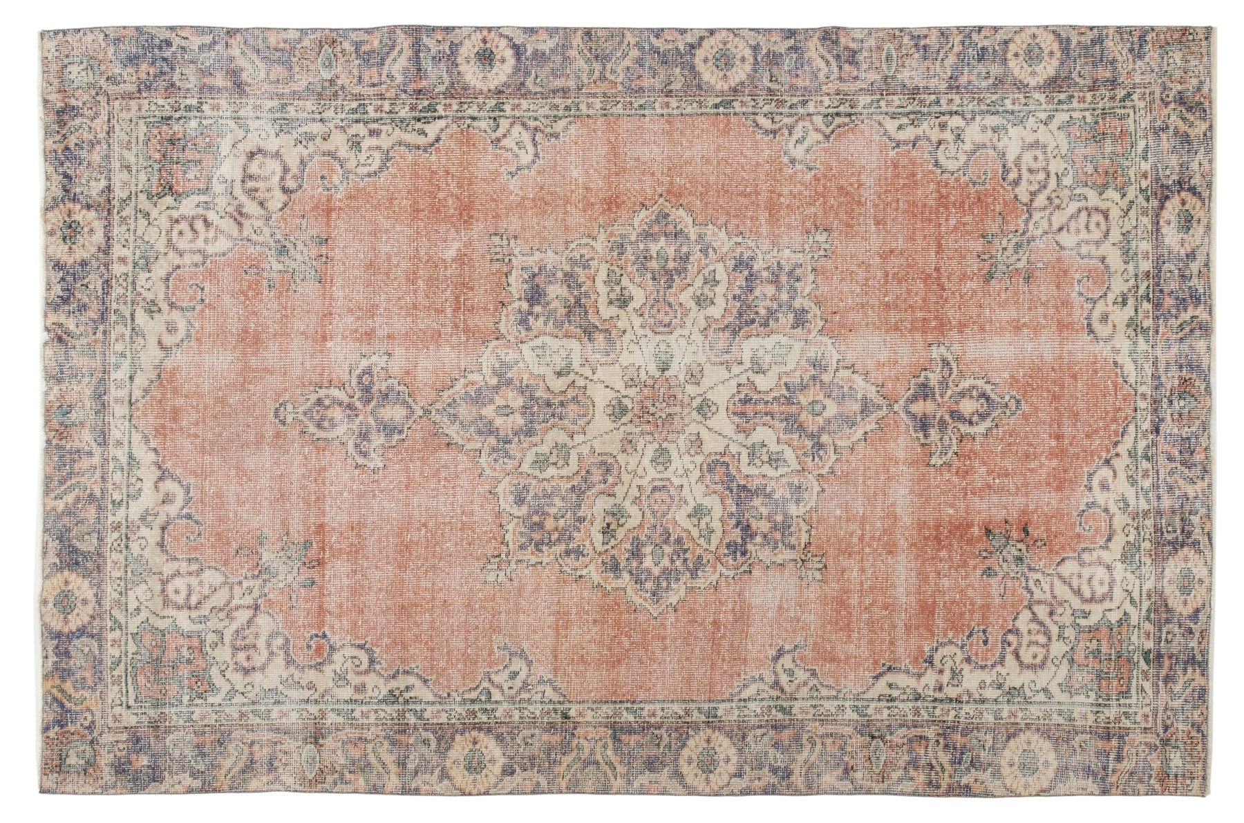 6' X 9' Vintage Distressed Rug, Orange - Eravine | Revival Rugs Inc