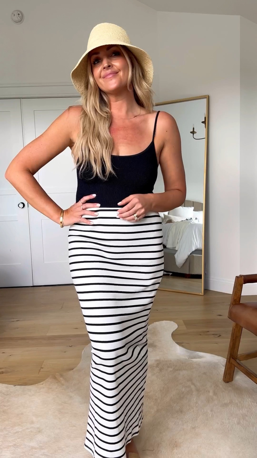 Black Hunza G Pamela Bathing Suit Beach Style Look Striped Midi Skirt Beach Vacation Summer style 

#LTKover40