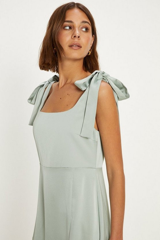 Satin Tie Shoulder Midi Dress | Oasis UK & IE