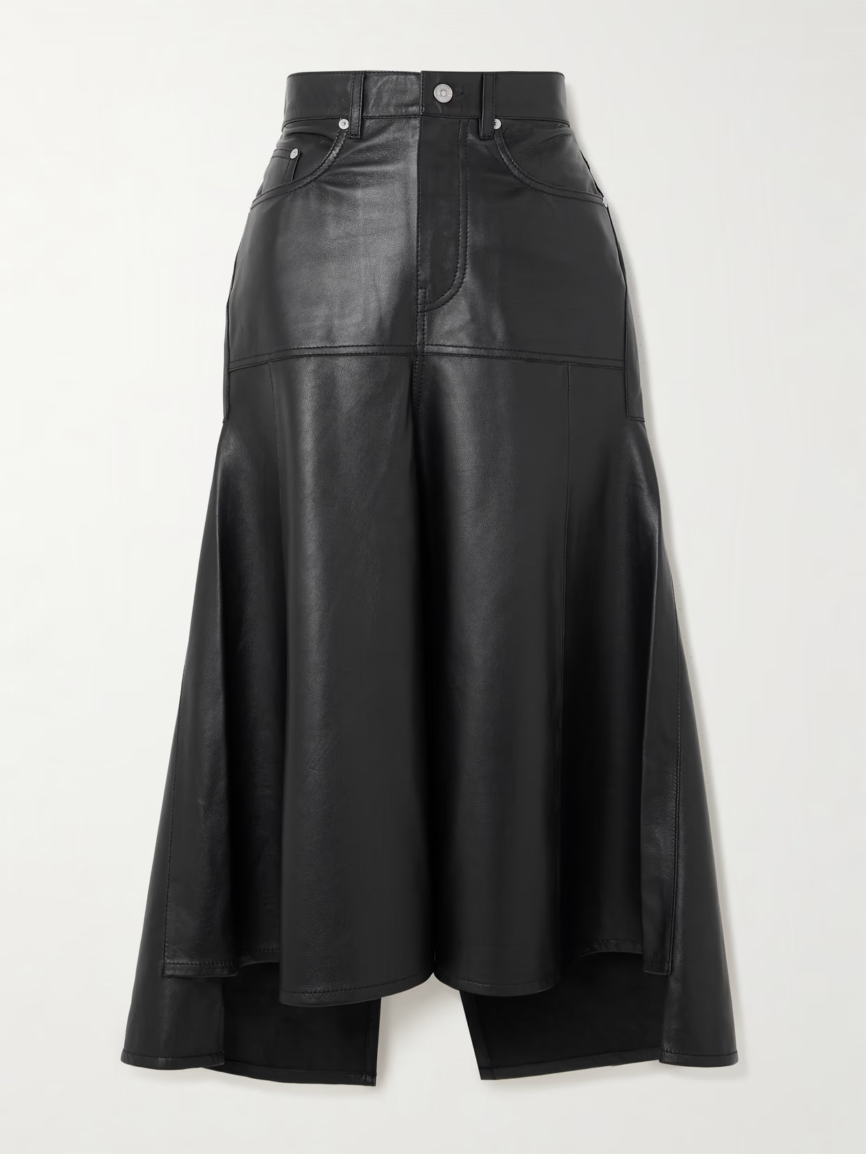 Victoria Beckham - Paneled Leather Midi Skirt - Black | NET-A-PORTER (US)