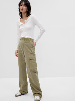 Loose Khaki Cargo Pants with Washwell | Gap (US)