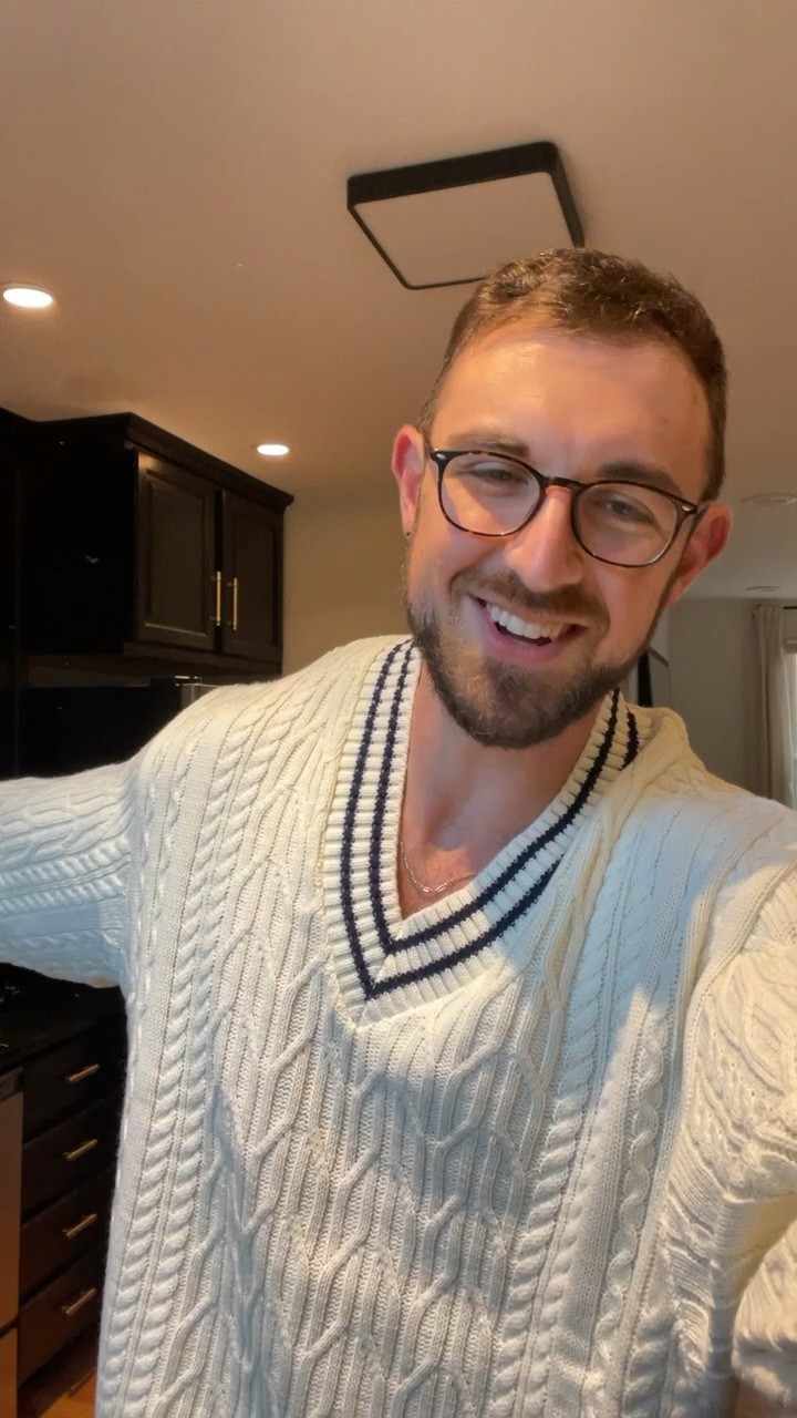 ASOS cable knit cricket sweater in off white and navy tipping 

#LTKmens #LTKSeasonal