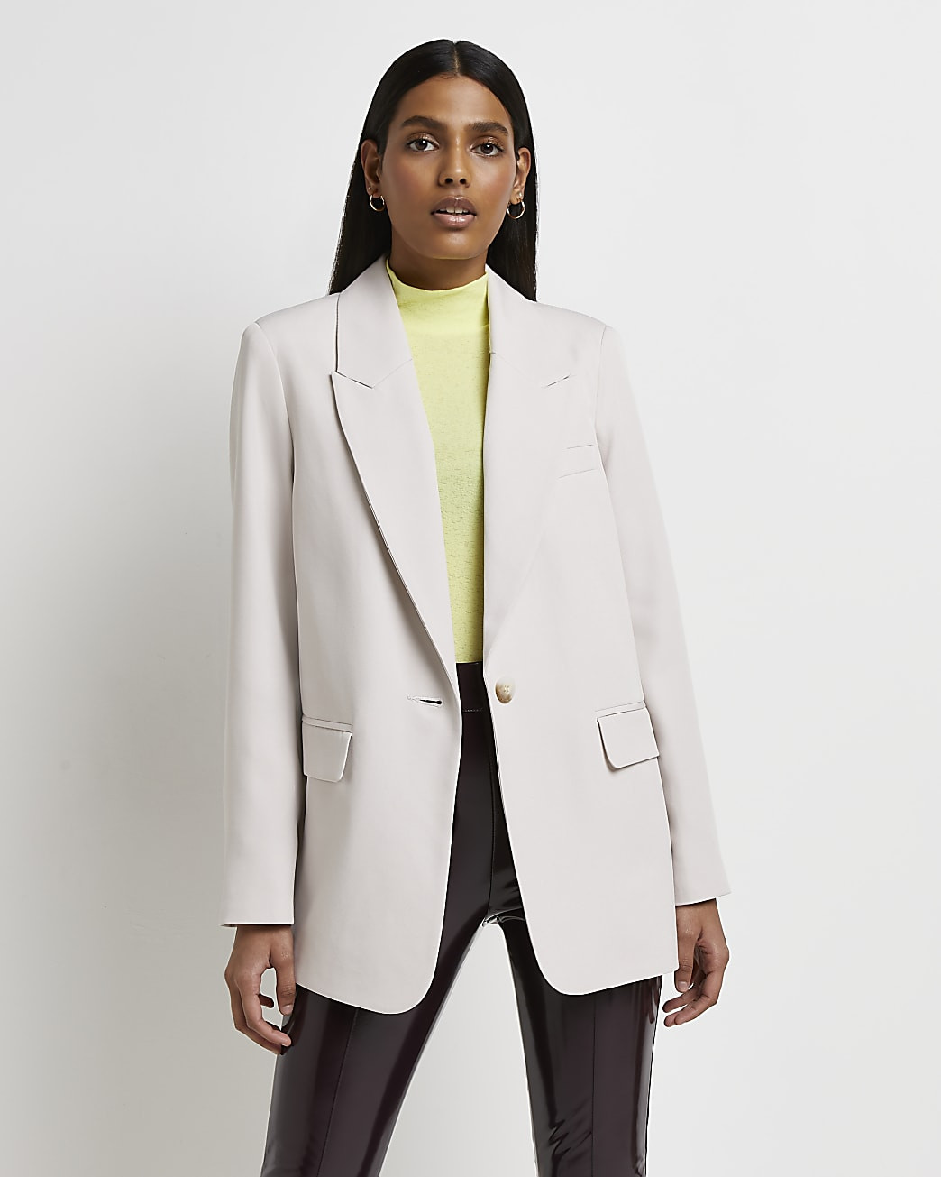 Stone tailored longline blazer | River Island (UK & IE)