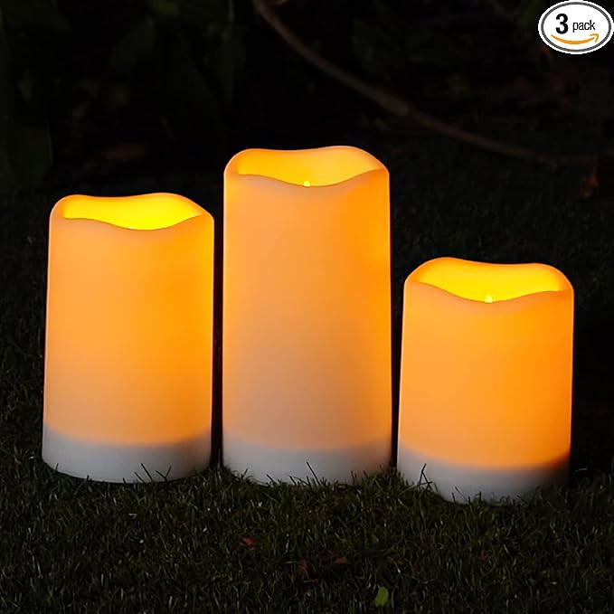 Homemory Solar Powered Candles Outdoor Waterproof, Flickering Glow, Rechargeable Candles, Solar P... | Amazon (US)